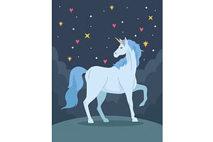 Blue Unicorn With Hearts