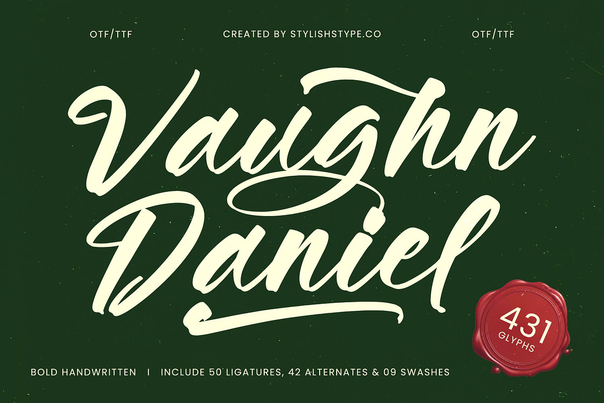 Vaughn Daniel Bold Handwritten Font, a Script Font by stylishtype.co (Photo 1 of 19)
