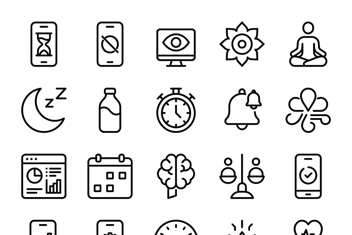39 Vector Digital Routine Icons, an Outline Icon by adenpinkstore (Photo 1 of 6)