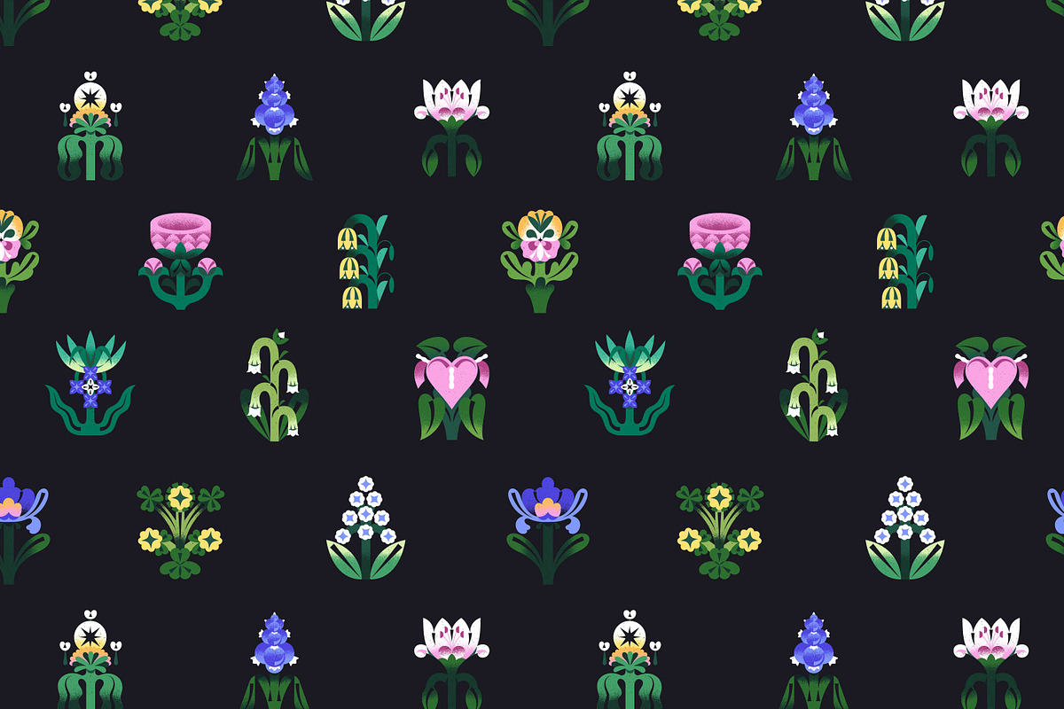 Abstract flowers set + backgrounds, a Decorative Illustration by PaperTrident (Photo 13 of 16)