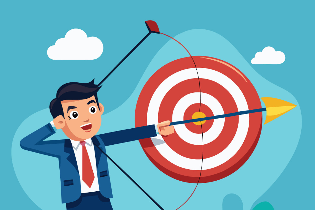 Businessman aiming arrow at with bow, a Person Illustration by SouravDesign (Photo 2 of 2)