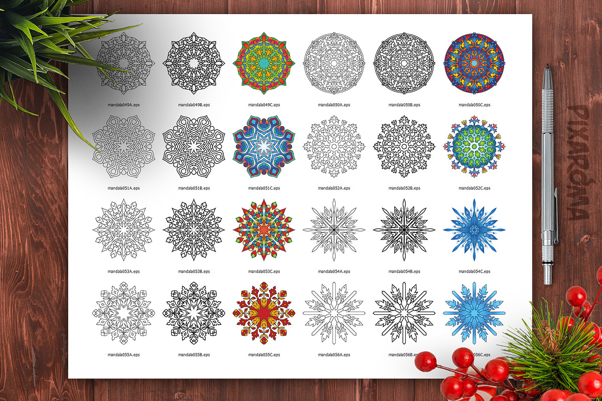 Mandala Vector Ornaments Bundle, a Decorative Illustration by pixaroma (Photo 34 of 43)