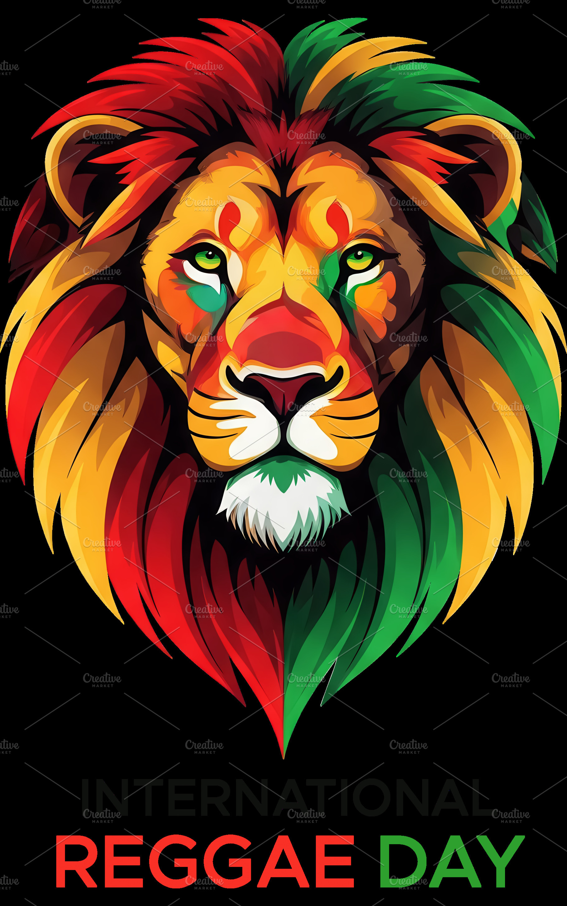 Rasta Lion with Reggae Colors, an Animal Photo by angellodeco