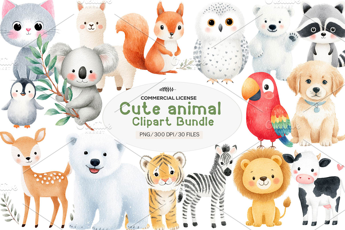 Cute animal clipart, a Seasonal Illustration by CreationArt (Photo 1 of 4)