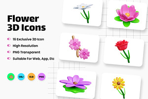 Flower 3D Icons, a Plants & Tree 3D Model by HacaStudio
