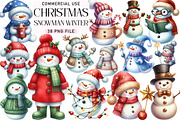 Snowman Winter Clipart, an Illustration by Daily.Designs (Thumbnail 1 of 4)