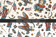 USA old school tattoo, a Background Graphic by intueri (Thumbnail 5 of 8)