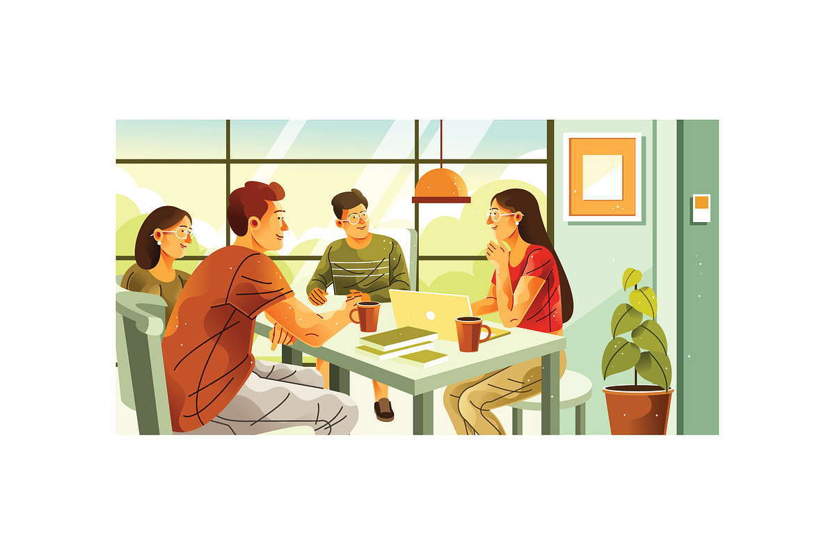 Group Discussion Illustration, a Person Illustration by KAZ by IanMikraz Studio
