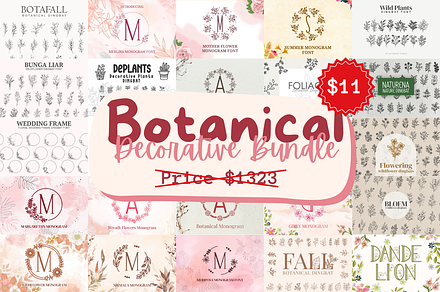 Botanical Decorative Bundle, a Symbol Font by Letterayu Studio