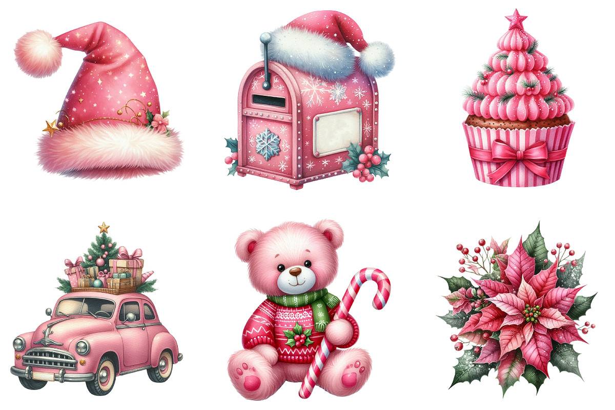 Pink Christmas Winter Clipart, an Illustration by DreamArtGraphic (Photo 2 of 6)