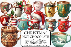 Hot Chocolate Christmas Clipart, an Illustration by Libby Wishes