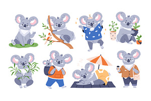 Cute funny koala animals set, an Animal Illustration by Good Studio