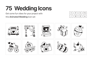 Animated Wedding Icons, a Solid Icon by Prosymbols