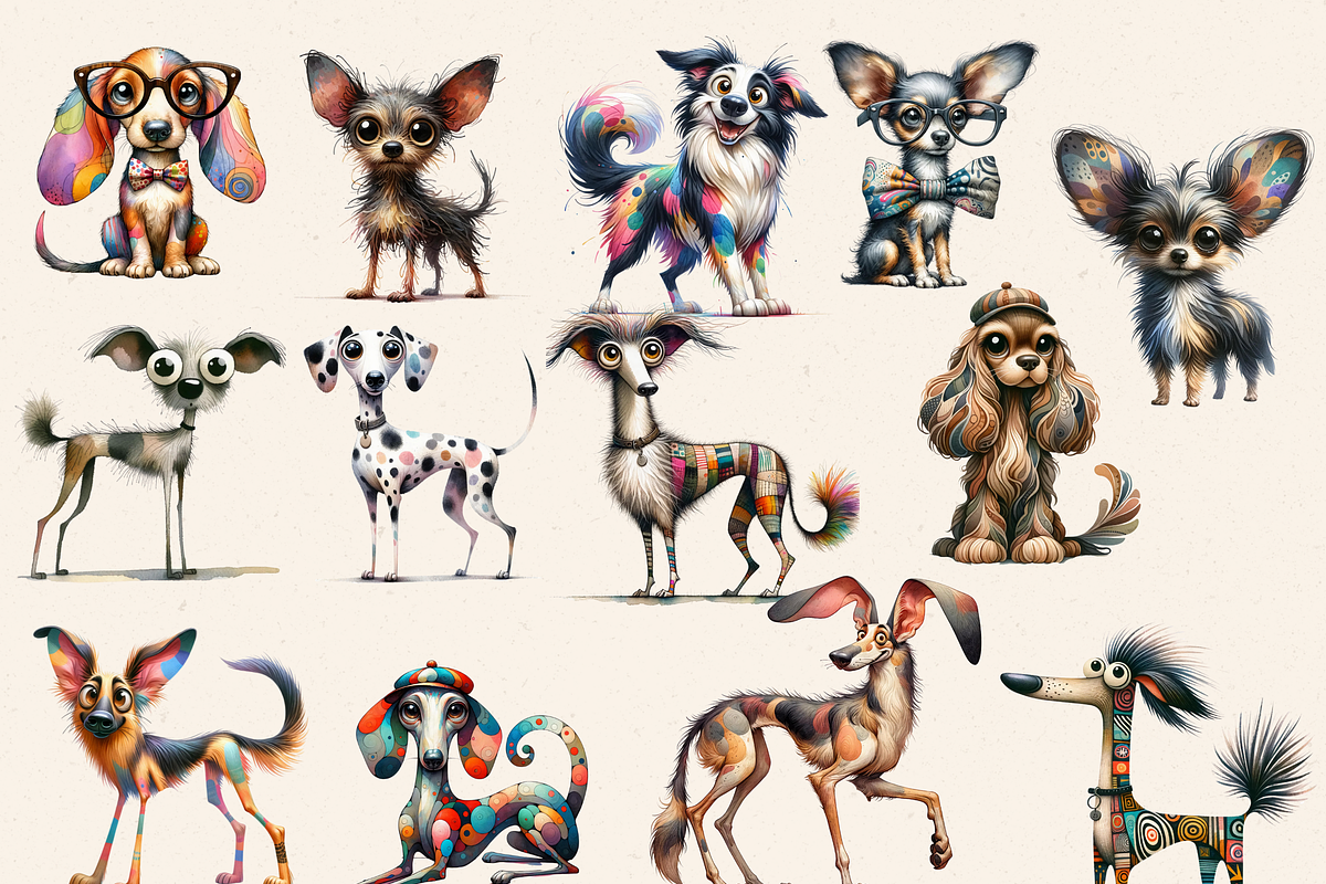 QUIRKY DOG GANG CLIPART PACK, an Animal Illustration by Daring Digies (Photo 2 of 5)