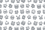 Robots: 12 icons & seamless pattern, an Outline Icon by chewkotski (Thumbnail 3 of 5)