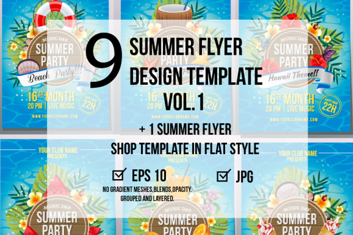 12 Summer Poster Design Template, a Flyer Template by Propylparaben (Photo 1 of 11)