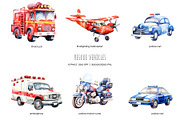 Watercolor rescue service clipart, a Work Illustration by Art and Funny (Thumbnail 2 of 6)