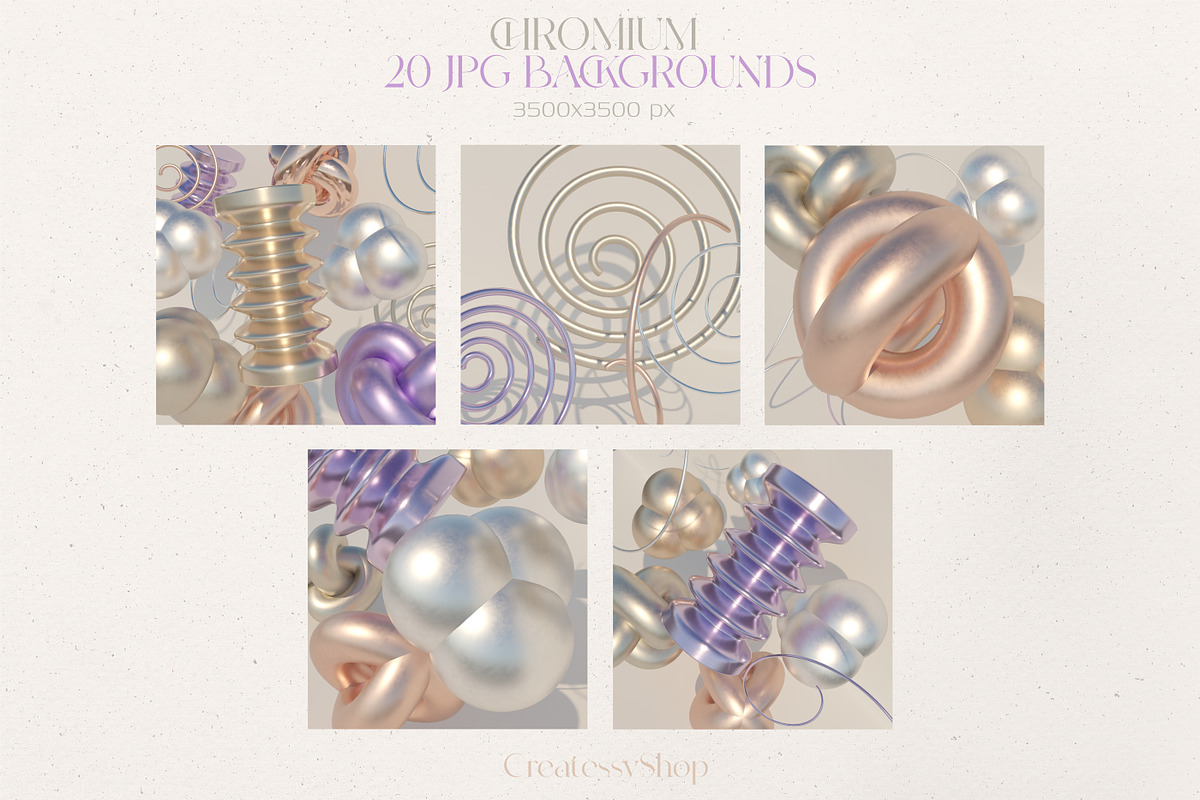 CHROMIUM - 3D Shapes Backgrounds, a Background Graphic by SCHÉRI (Photo 14 of 16)
