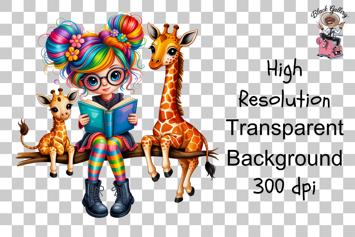 Colorful Hair Girl PNG Bundle, a Graphic by Clipart Studio (Photo 11 of 11)