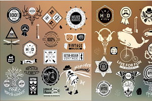 Hipster Label, Icon, Elements Set