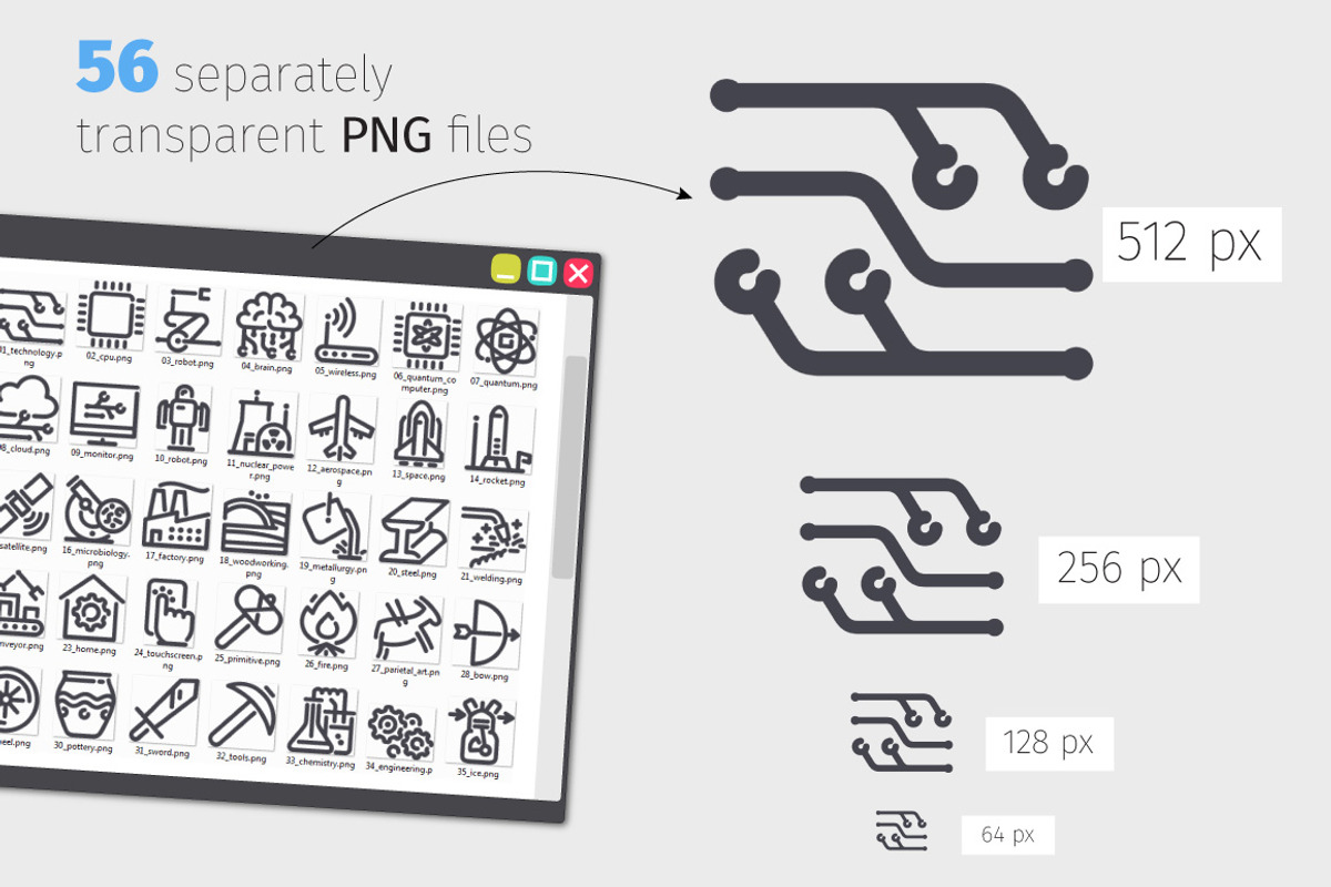 Technology Line Icons Set, an Outline Icon by Voysla's Shop (Photo 3 of 4)