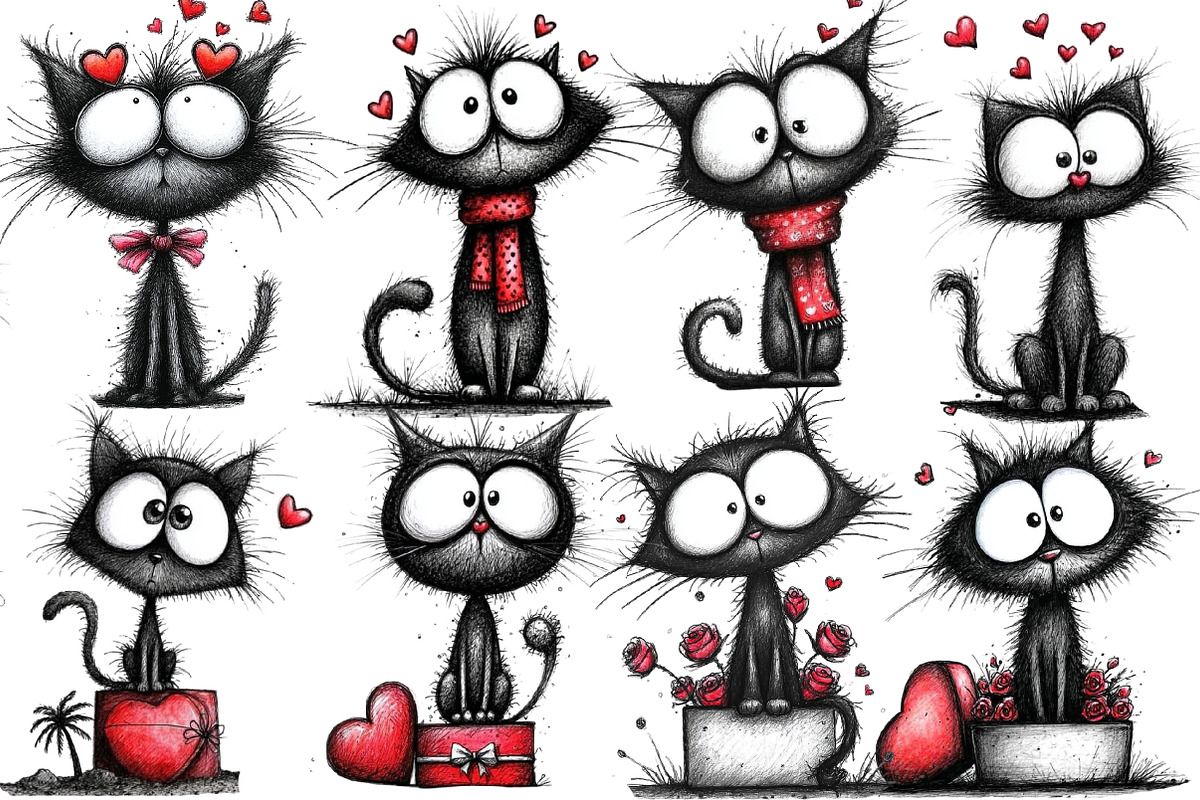Valentines Black Cat Clipart, an Illustration by Designworld (Photo 4 of 4)