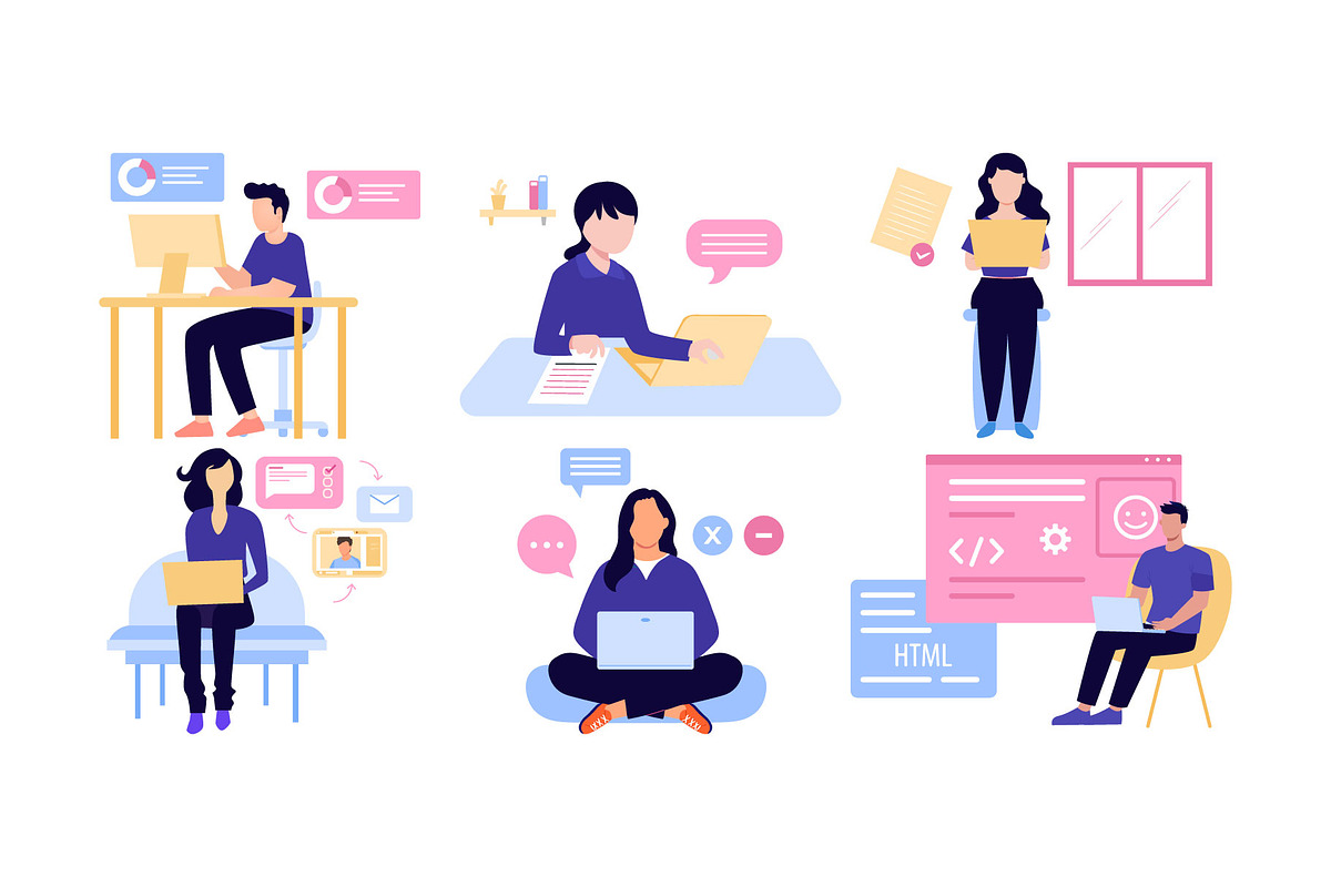 Freelancing Life Illustration, an Illustration by Vector Portal (Photo 4 of 5)