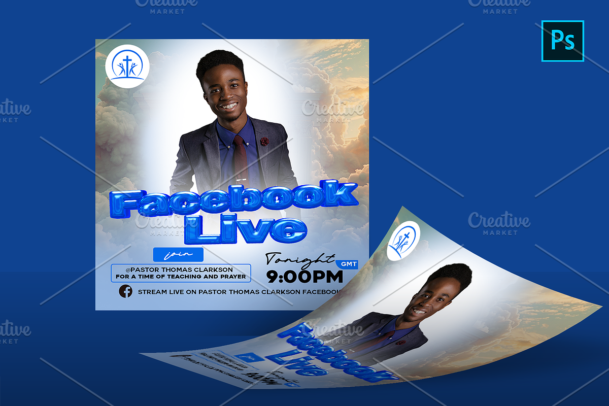 Church Facebook Live Flyer, a Social Media Template by Transly Graphics