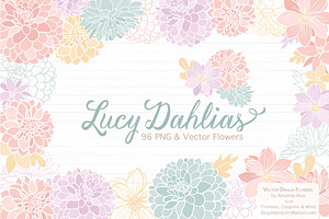 Pastel Dahlia Flowers Clipart, an Illustration by Amanda Ilkov