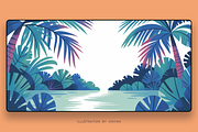 Exotic Jungle River Scene Illustrati, a Decorative Illustration by Xinyan Studio (Thumbnail 1 of 3)