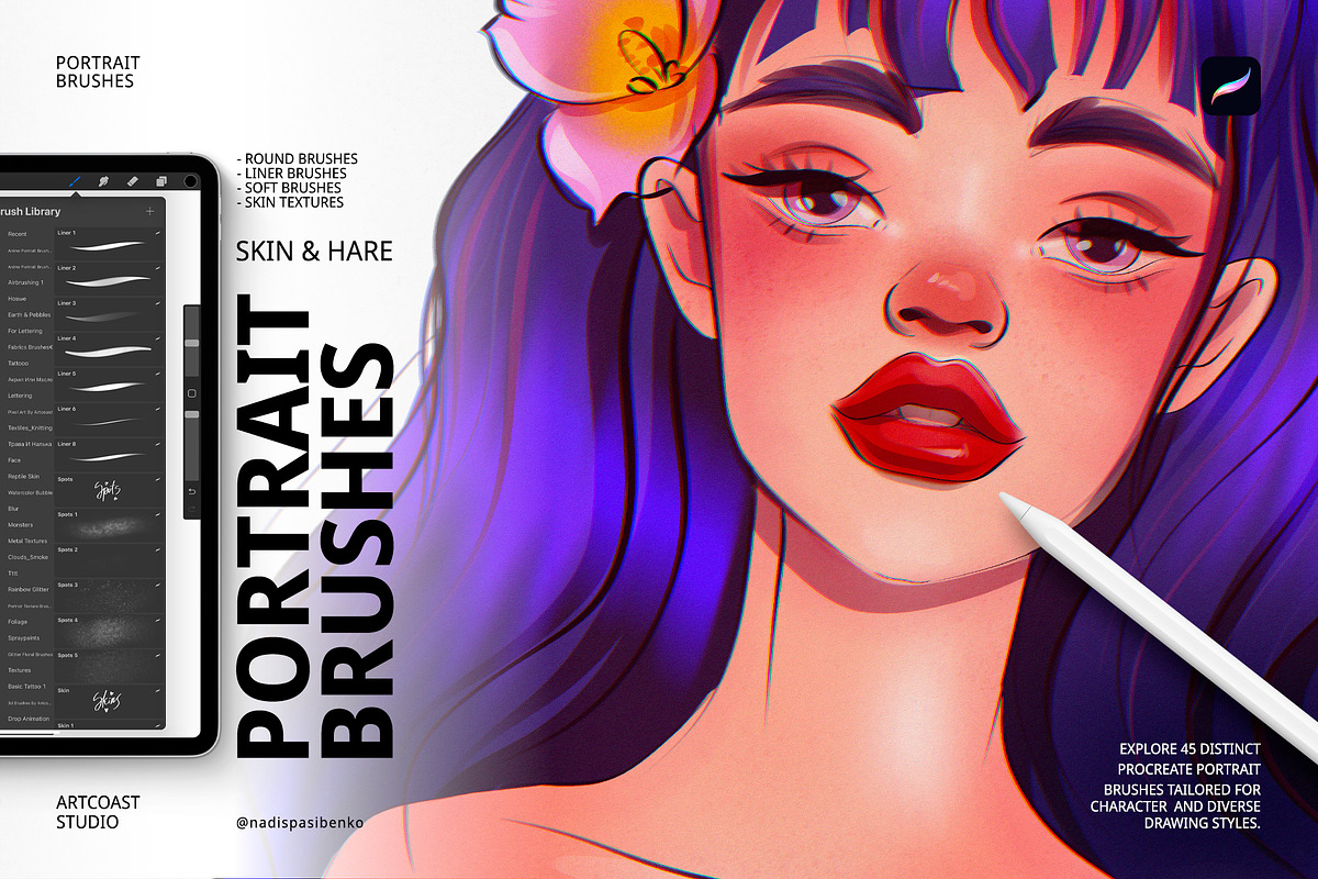 Portrait Brushes Pack for Procreate, a Brush Add-On by Spasibenko Art (Photo 4 of 7)