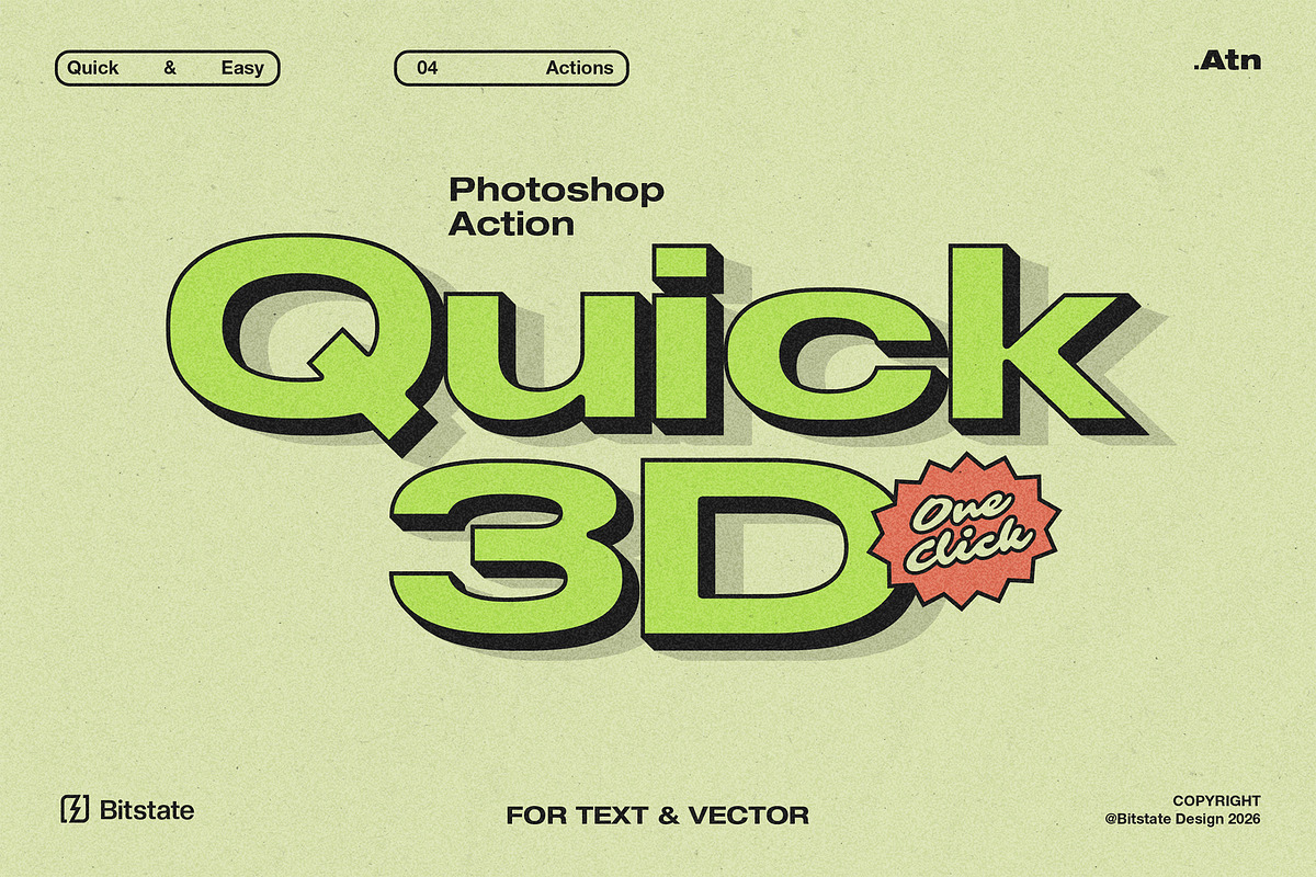 Quick 3D Effect – Photoshop Action, an Action Add-On by Bitstate Design (Photo 1 of 4)