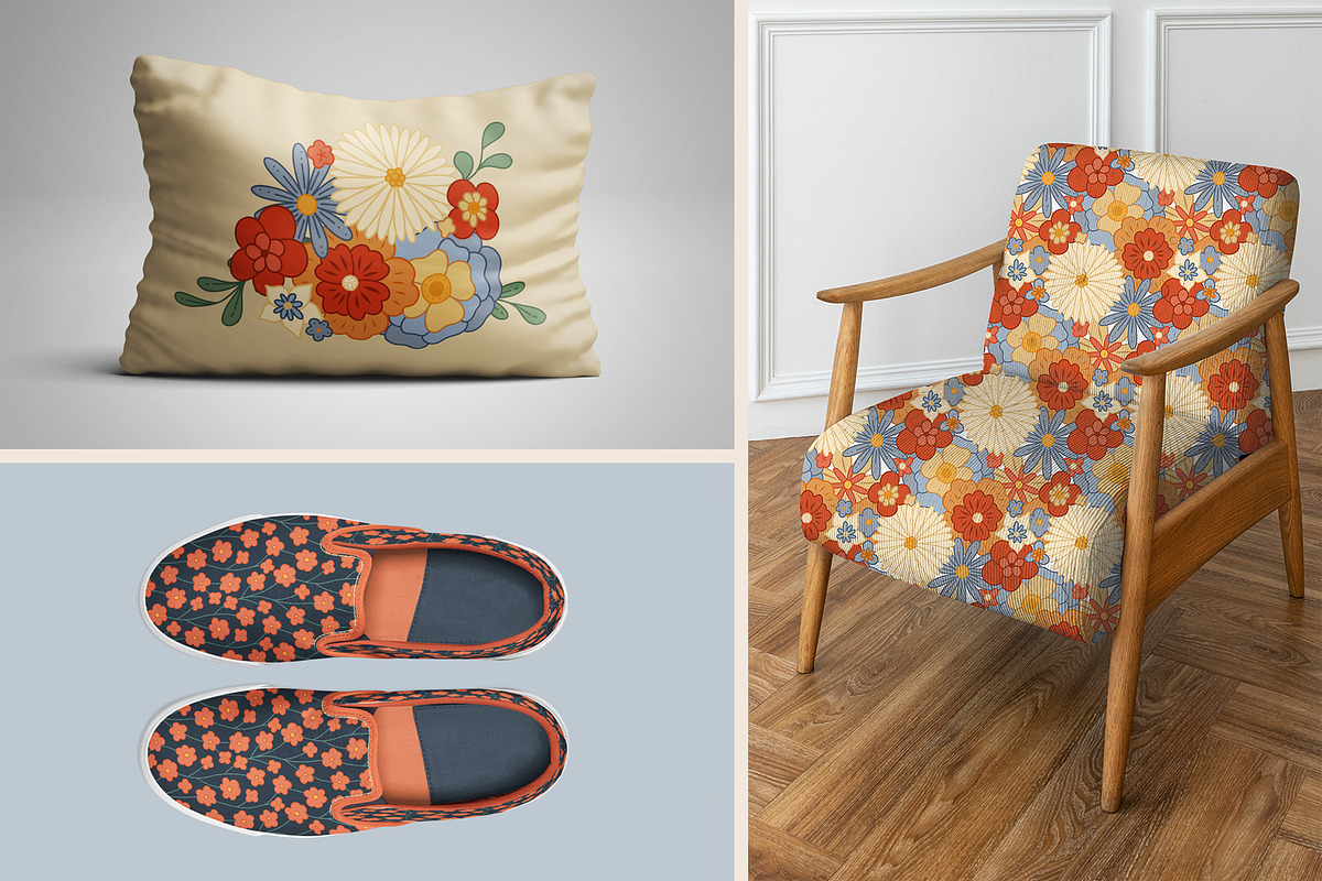 Retro flower mood patterns set, a Pattern Graphic by Veleri (Photo 5 of 9)
