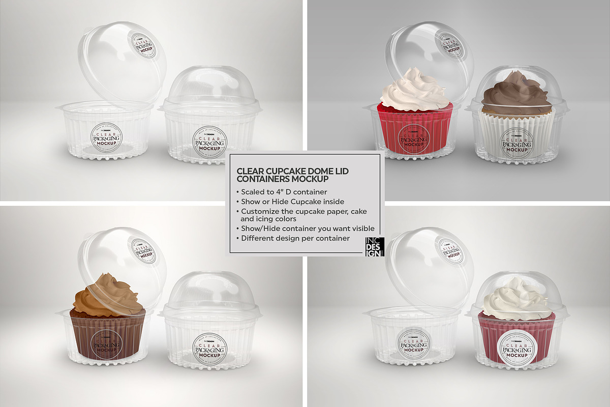 Dome Lid Cupcake Container Mockup, a Cups & Container Mockup by INCDesign (Photo 3 of 7)