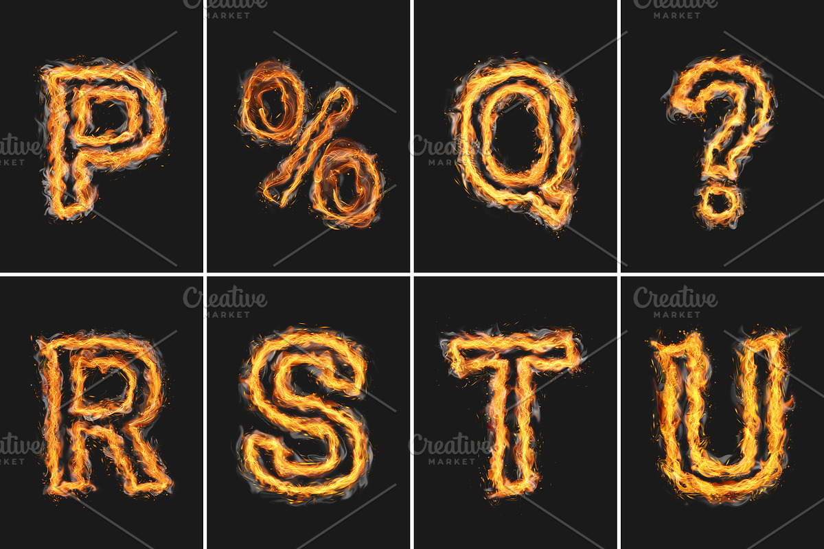 Blazing Fire Letters A-Z, an Object Graphic by MRI STUDIO