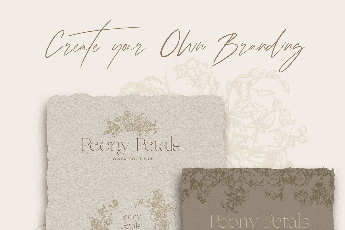 Vintage Peony - Flowers Line Art, a Decorative Illustration by BlumenSoul (Photo 5 of 9)