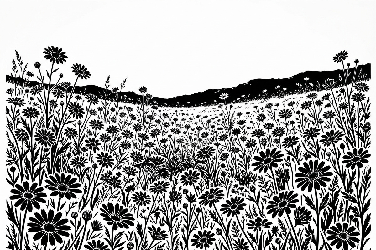 60 Daisy Flower Field Silhouette, a Seasonal Illustration by Amazin_art (Photo 31 of 35)
