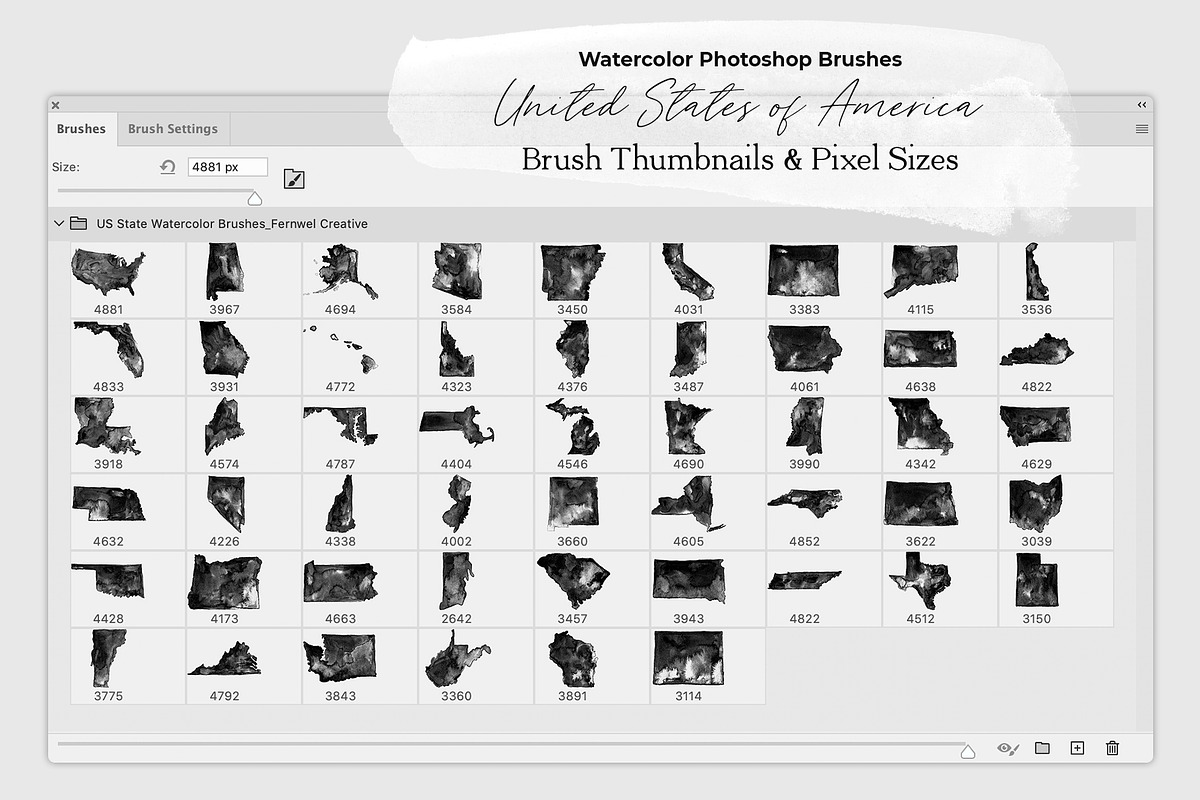 United States Watercolor PS Brushes, a Brush Add-On by Fernwel Creative (Photo 4 of 9)