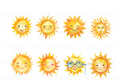 Cute Sun Clipart, Kawaii Sun Clipart, a Seasonal Illustration by BrushstrokeArtGB (Thumbnail 3 of 9)