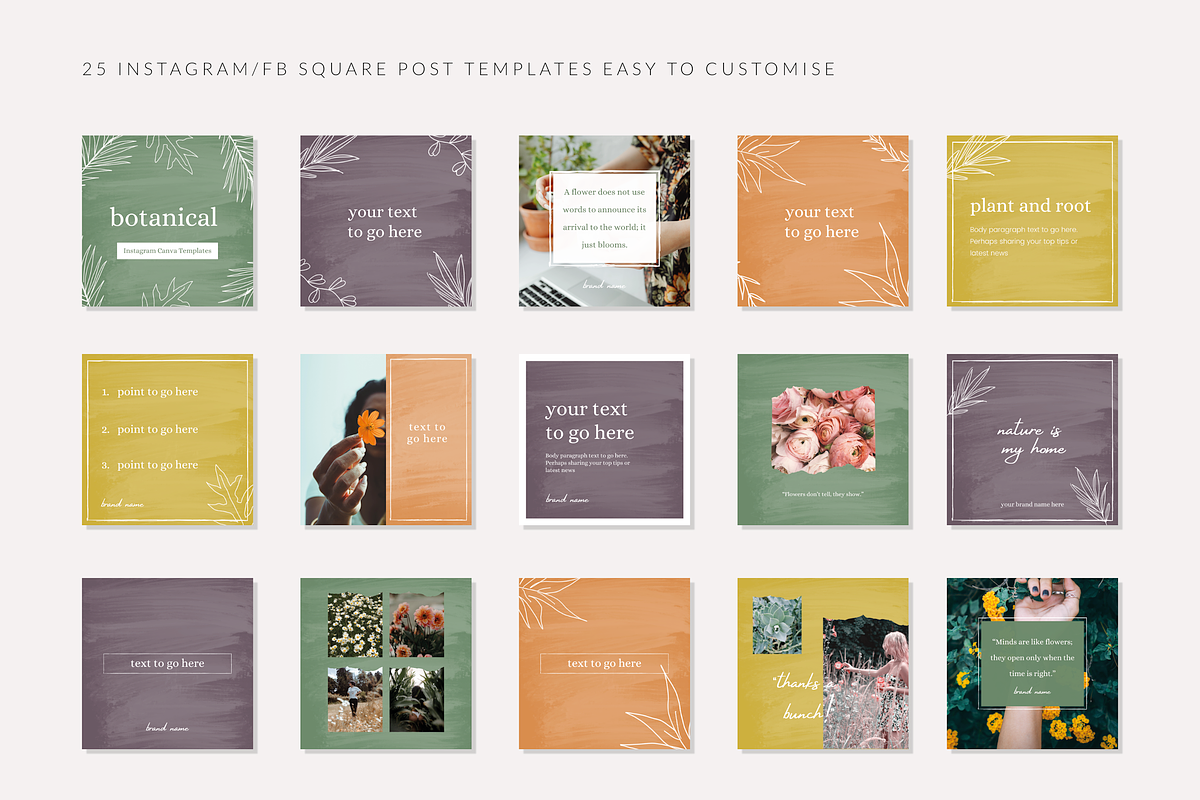 Botanical Instagram Templates, a Social Media Template by CreativeWilderness (Photo 3 of 9)