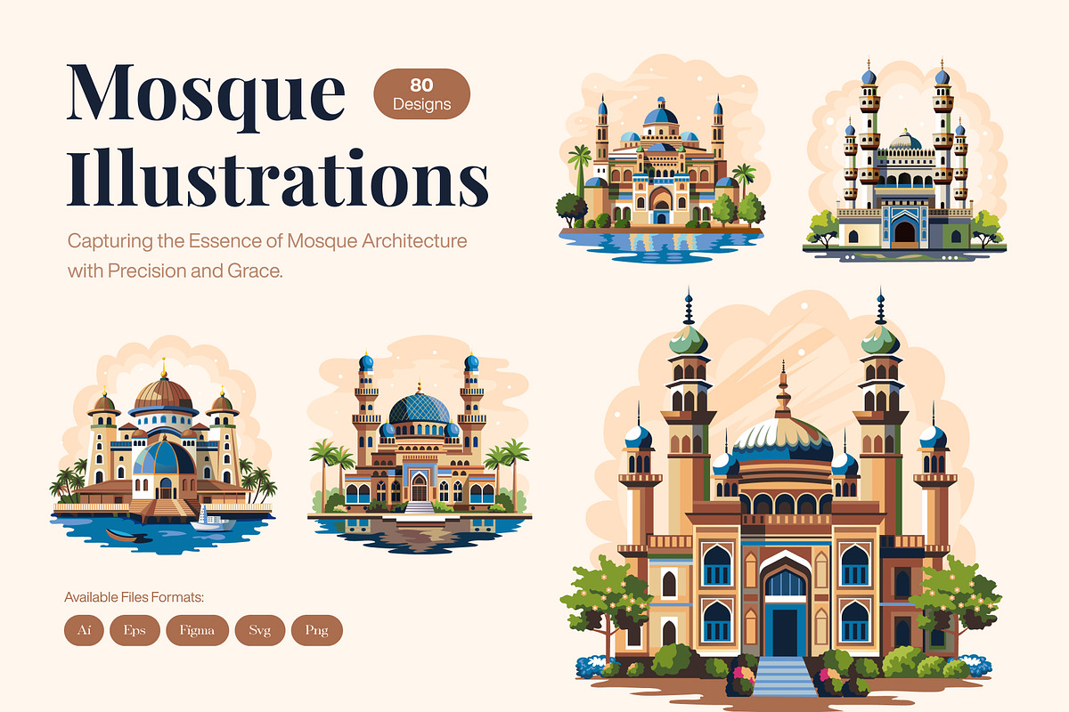 Mosque Illustration Art Set, a Decorative Illustration by Prosymbols (Photo 1 of 10)