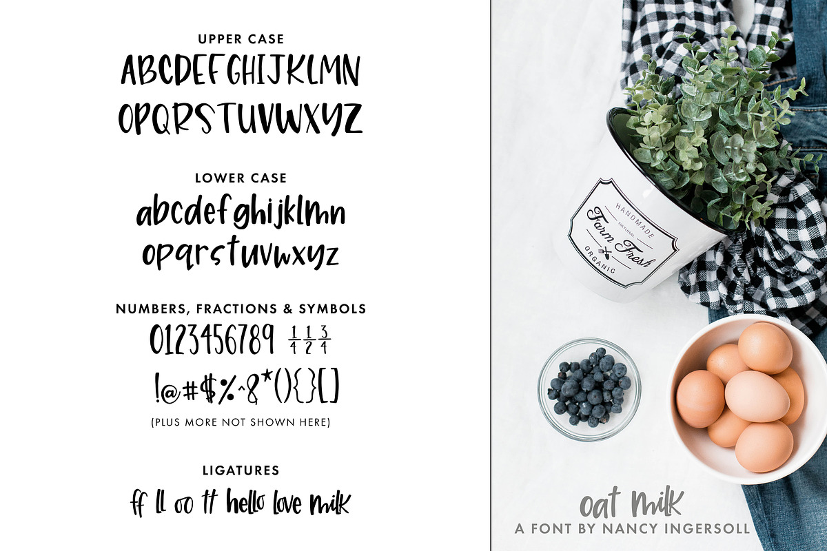 Oat Milk - a handlettered font preview 2