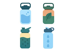 Collection of reusable water bottles, an Illustration by ZinetroN