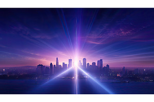 skyline purple lens flare ai, an Abstract Photo by pikepicture