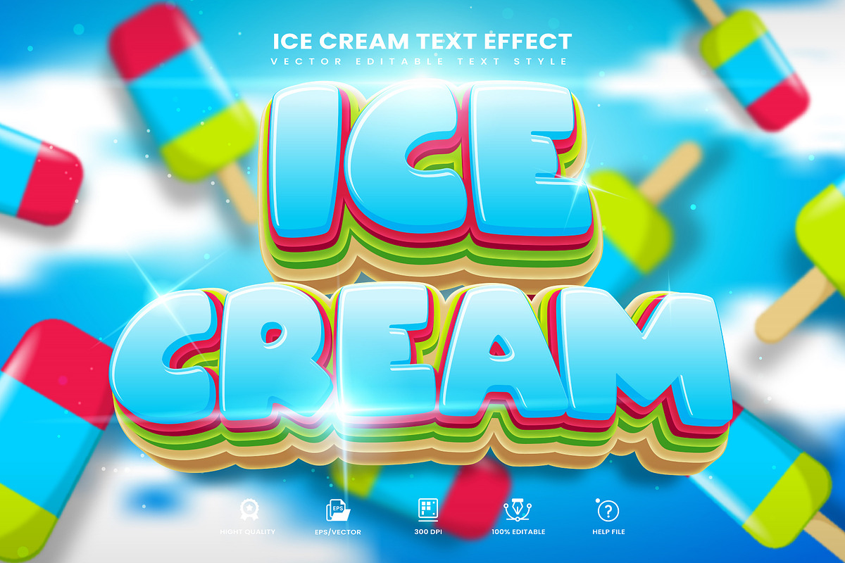 Ice Cream Editable Text Effect, a Layer Style Add-On by Niestart Creation (Photo 1 of 2)
