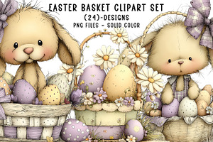 Easter Basket Clipart Set, an Illustration by CreationArt