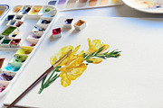 Watercolor Yellow Freesia Vector Set, a Decorative Illustration by Deckar_art (Thumbnail 3 of 4)