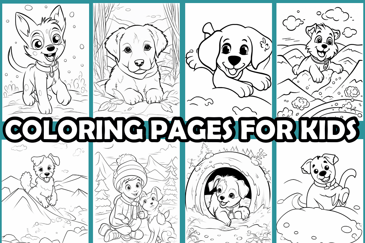 Snowy Puppy Play Day Coloring Pages, an Animal Illustration by martinblan (Photo 3 of 4)