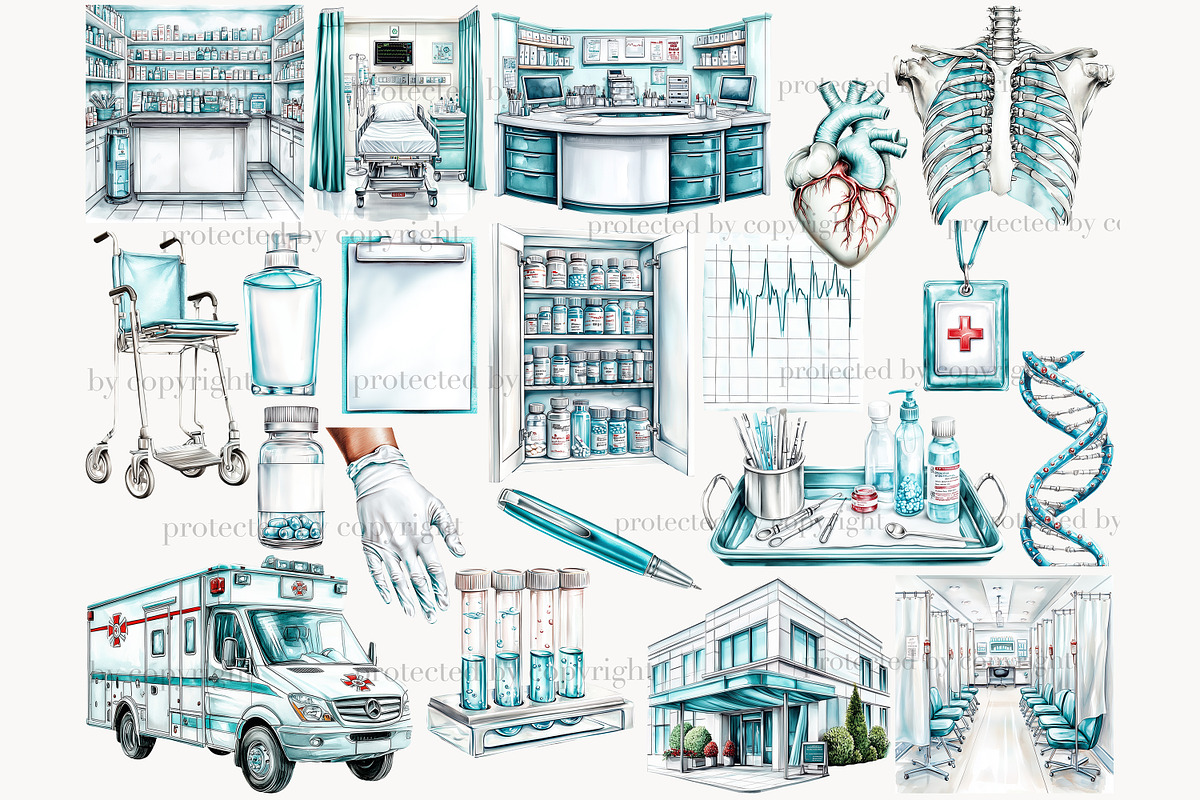 Medical Clipart Set | Nurse & Doctor, a Work Illustration by GlamArtZhanna (Photo 4 of 8)
