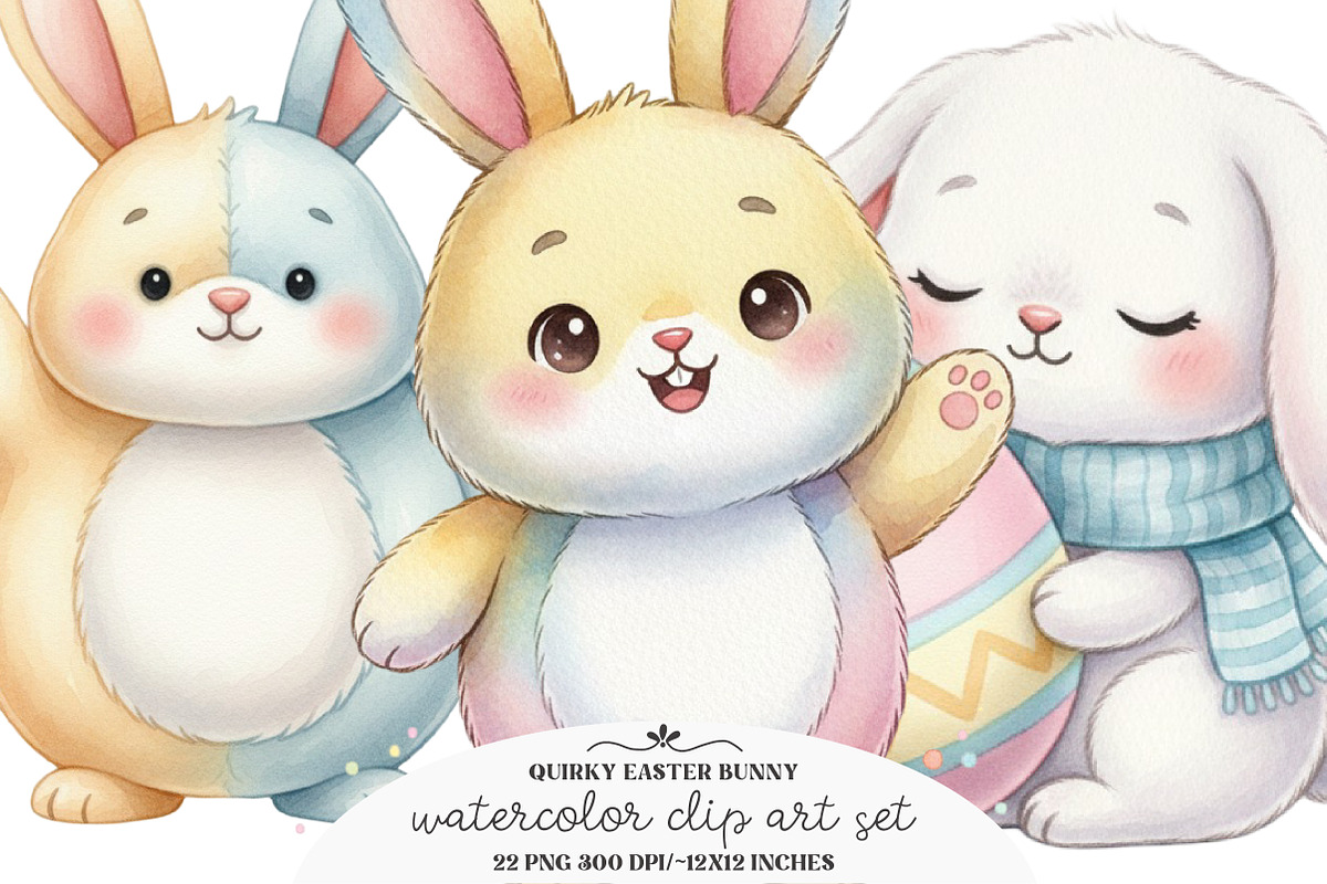 Quirky Easter Bunny Clipart, an Illustration by GatewayDesign (Photo 1 of 5)